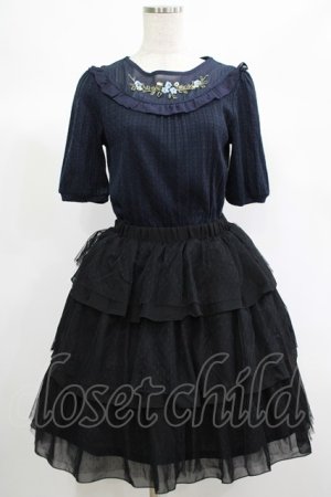 画像: axes femme / リボン刺繍カットチュニック M ネイビー H-25-06-20-011-AX-OP-NS-ZH