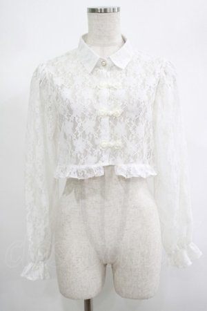 画像: axes femme POETIQUE / チャイナボタンレースブラウス M オフ H-25-06-20-024-AX-BL-NS-ZH