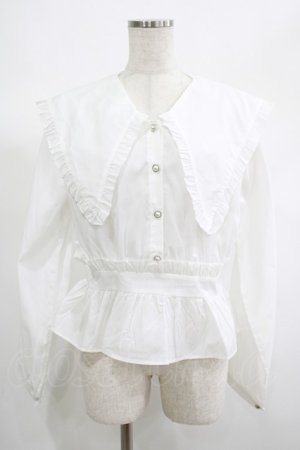 画像: DearMyLoveRose / ビッグフリル襟ペプラムブラウス LL オフ H-25-06-20-025-EL-BL-NS-ZH