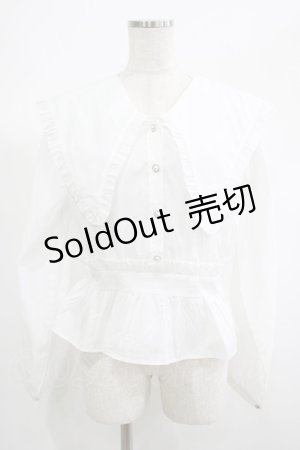 画像: DearMyLoveRose / ビッグフリル襟ペプラムブラウス LL オフ H-25-06-20-025-EL-BL-NS-ZH