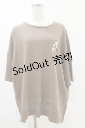 画像: NieR Clothing / 刺繍Tシャツ  茶 H-25-06-21-046-PU-TO-KB-ZH