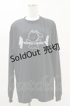 画像: NieR Clothing / プリントロングトップス  黒 H-25-06-21-047-PU-TO-KB-ZH