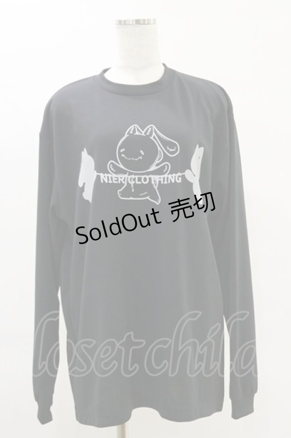 画像1: NieR Clothing / プリントロングトップス  黒 H-25-06-21-047-PU-TO-KB-ZH (1)