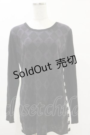 画像: ALGONQUINS / スカルダイヤ×ボーダートップス  黒 H-25-06-21-056-AL-TO-KB-ZH