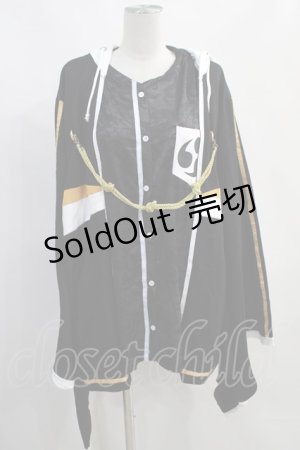 画像: IRO+IRO / 風神雷神のドッキング和袖パーカー M ブラック/ホワイト H-25-06-21-1019-LO-TO-NS-ZH