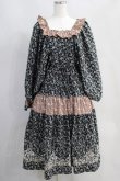 画像1: axes femme NOSTALGIE / 小花切替裾刺繍ワンピース M ブラック H-25-06-21-1023-AX-OP-NS-ZH (1)