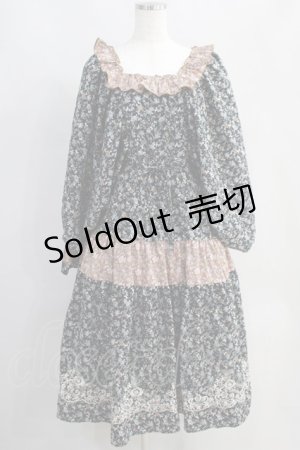 画像: axes femme NOSTALGIE / 小花切替裾刺繍ワンピース M ブラック H-25-06-21-1023-AX-OP-NS-ZH