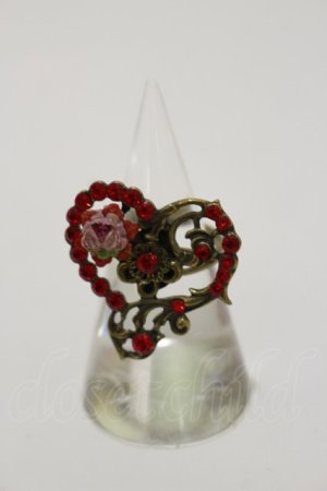 画像: Michal Negrin / 薔薇ハートストーンリング  レッド H-25-06-21-012-LO-AC-KB-ZH