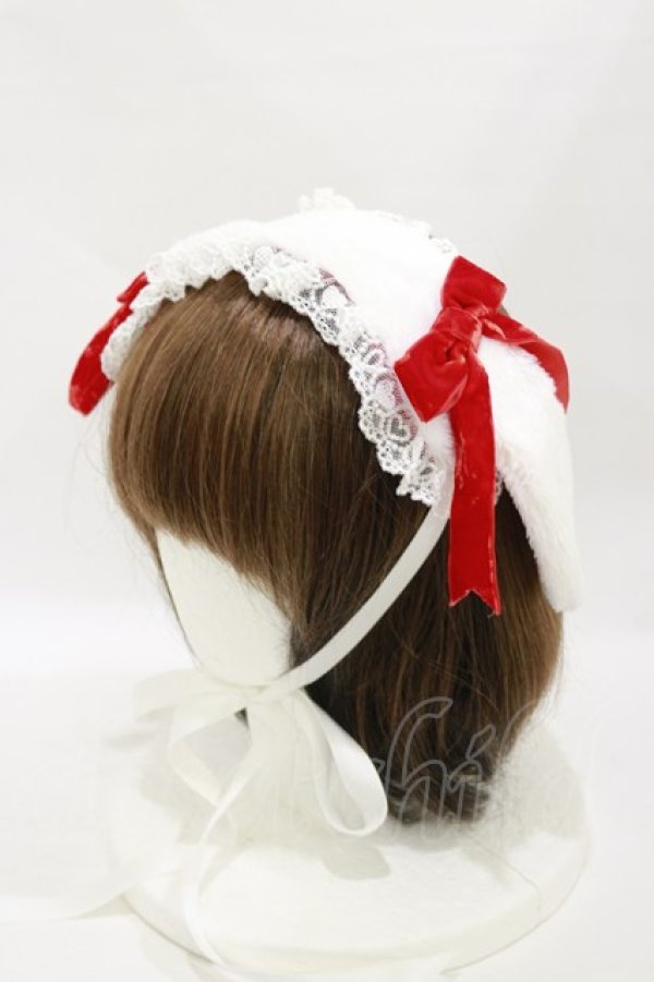 画像1: Angelic Pretty / ロップイヤーBunnyヘッドドレス  オフ/レッド H-25-06-21-004-AP-AC-NS-ZH (1)