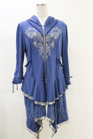 画像: Ozz oneste / フード付き薔薇刺繍ZIPジャケット  青 H-25-06-21-043-OO-JA-KB-ZH