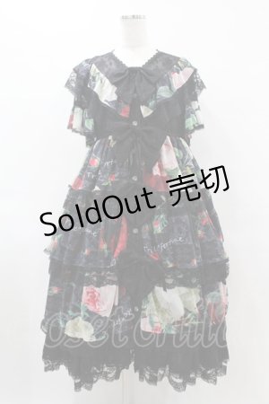 画像: Triple fortune / 薔薇3段ティアードワンピース  ブラック H-25-06-23-1039-EL-OP-KB-ZH
