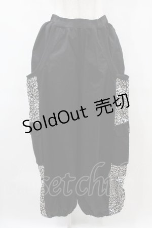 画像: Qutie Frash / プリント切替カーゴパンツ  黒 H-25-06-23-1029-QU-PA-KB-ZH