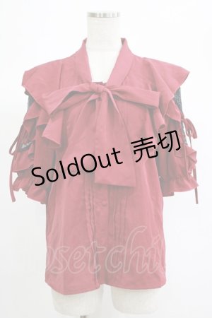 画像: DearMyLove / ショルダーレースモテフリルボウタイブラウス 3L レッド H-25-06-23-057-EL-BL-NS-ZH
