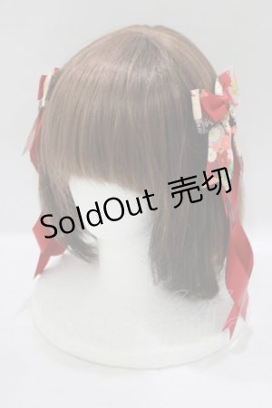 画像: LOTUS ribbon / ツインリボンバレッタ  レッド H-25-06-23-083-EL-AC-NS-ZH