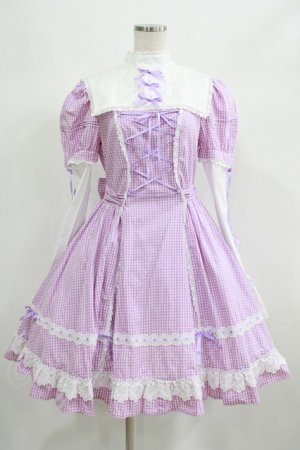 画像: Angelic Pretty / ギンガム立ち襟ワンピース（2004年） Free ラベンダー H-25-06-23-084-AP-OP-NS-ZH