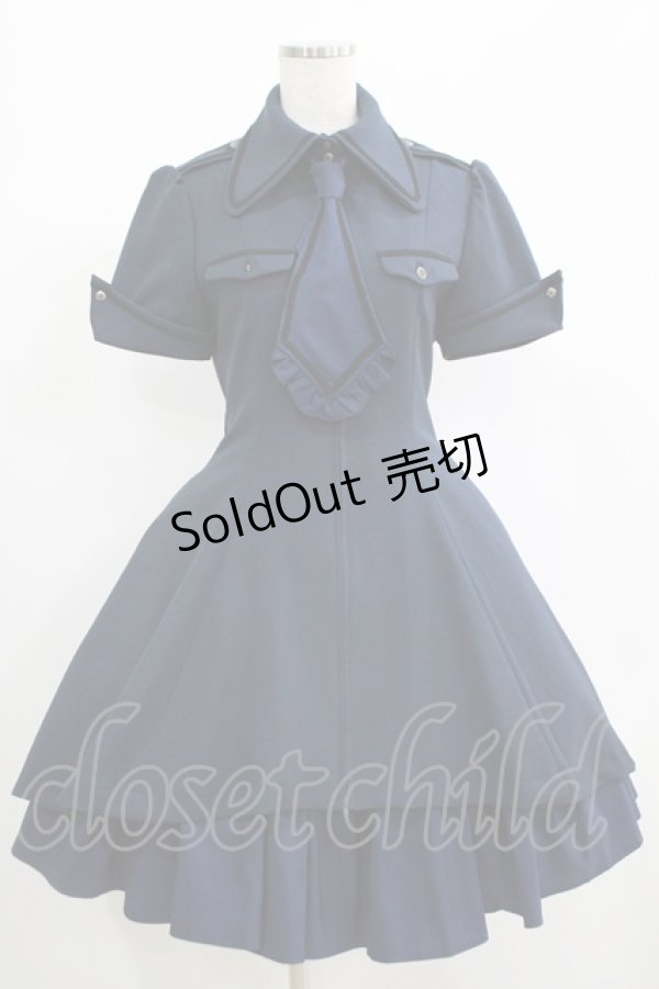 画像1: ATELIER BOZ / クロアートスカート付きワンピース  紺×紺 H-25-06-24-001-EL-OP-KB-ZH (1)