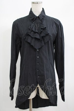 画像: BPN FOR MEN / ジャボタイストライプブラウス M 黒 H-25-06-24-032-GO-BL-KB-ZH