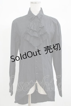 画像: BPN FOR MEN / ジャボタイストライプブラウス M 黒 H-25-06-24-032-GO-BL-KB-ZH