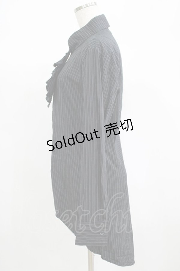 画像2: BPN FOR MEN / ジャボタイストライプブラウス M 黒 H-25-06-24-032-GO-BL-KB-ZH (2)