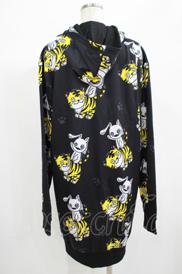 画像3: NieR Clothing / 総柄ZIPパーカー  黒 H-25-06-24-037-PU-TO-KB-ZH (3)