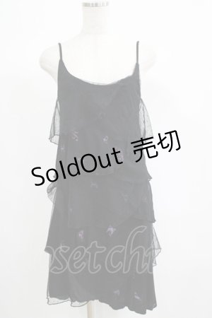 画像: h.Jelly HONEY / ドットチュールキャミワンピース  黒 H-25-06-24-004-HN-OP-KB-ZH