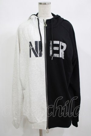 画像: NieR Clothing / TWO-TONE ZIPパーカー  黒×グレー H-25-06-24-041-PU-TO-KB-ZH