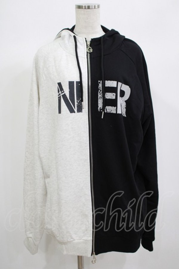 画像1: NieR Clothing / TWO-TONE ZIPパーカー  黒×グレー H-25-06-24-041-PU-TO-KB-ZH (1)