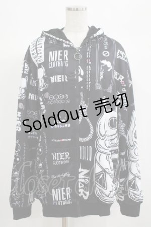 画像: NieR Clothing / 防寒裏起毛パーカー  黒 H-25-06-24-042-PU-TO-KB-ZT267