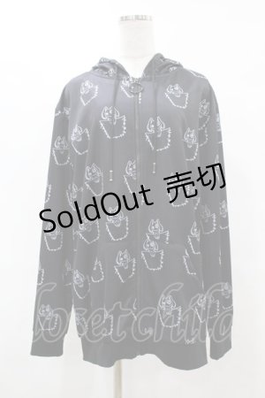 画像: NieR Clothing / 総柄ZIPパーカー F 黒 H-25-10-14-006-PU-TO-KB-ZH