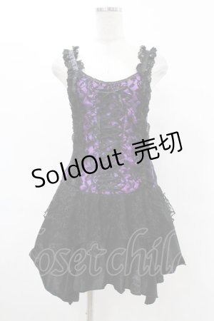 画像: h.Jelly HONEY / レースキャミワンピース  黒×紫 H-25-06-24-1004-HN-OP-KB-ZH