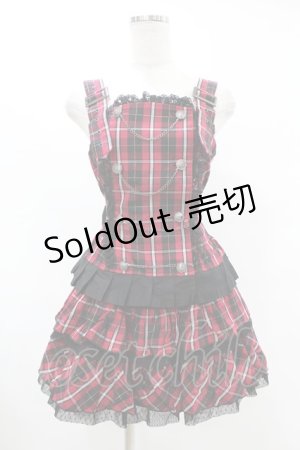 画像: PUTUMAYO / チェーンナポレオンビスチェ＆フリルスカートツーピース  赤チェック H-25-06-24-1002-PT-OP-KB-ZH