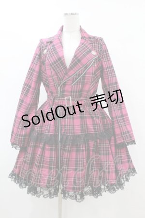 画像: ALGONQUINS / ライダースコートワンピース  ピンク H-25-06-24-1009-AL-CO-KB-ZH