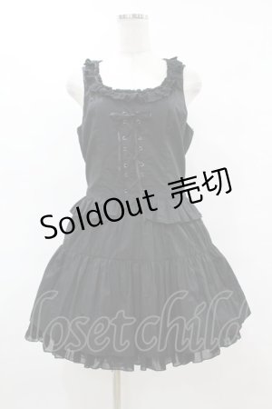 画像: PEACE NOW / コットンレースティアードジャンパースカート  黒 H-25-06-24-1020-PU-OP-KB-ZH