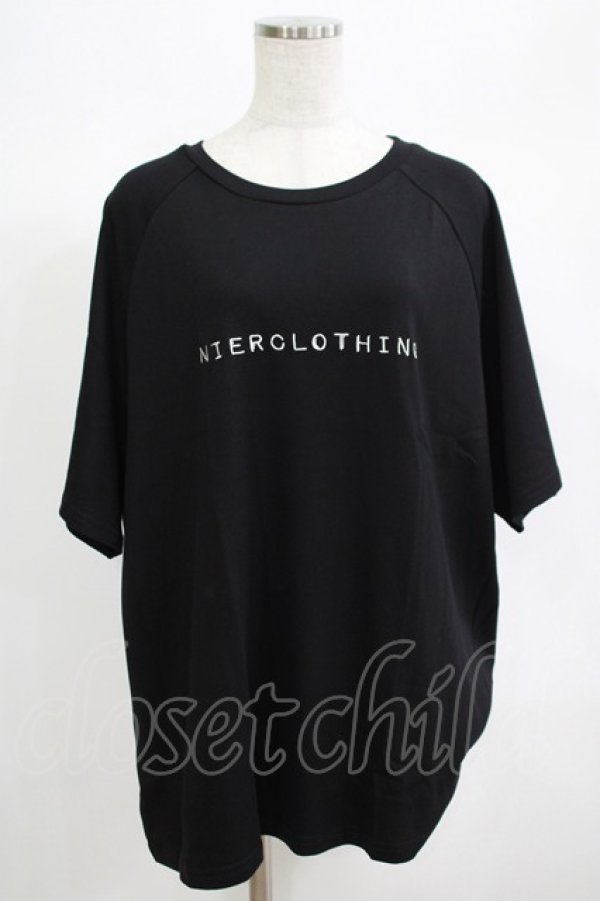 画像1: NieR Clothing / 刺繍COTTON CUTSEW  黒 H-25-06-24-052-PU-TO-KB-ZH (1)