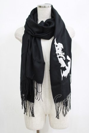 画像: NieR Clothing / 刺繍ストール  黒 H-25-06-24-055-PU-ZA-KB-ZH