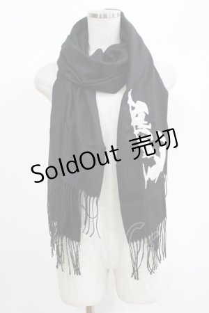 画像: NieR Clothing / 刺繍ストール  黒 H-25-06-24-055-PU-ZA-KB-ZH