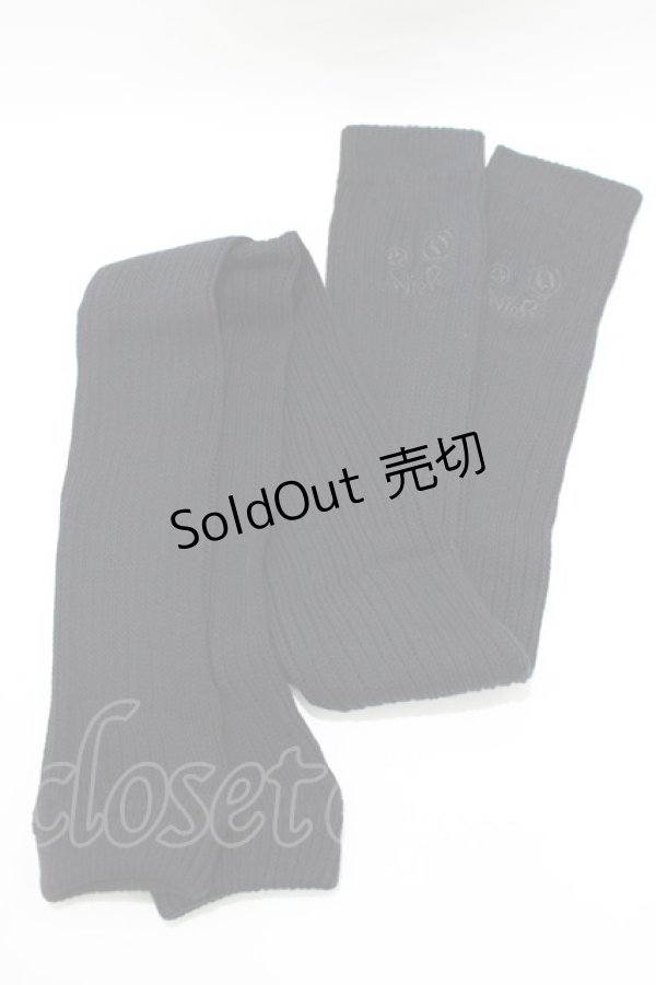 画像1: NieR Clothing / 刺繍リブニットカバー  黒 H-25-06-24-063-PU-ZA-KB-ZH (1)