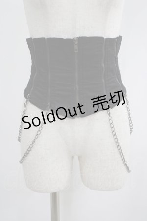 画像: BPN / チェーンZIPショートコルセット  黒 H-25-06-24-020-GO-ZA-KB-ZH