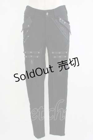 画像: Ozz Croce / レイヤード風ZIPデザインパンツ  黒 H-25-06-24-024-OO-PA-KB-ZH