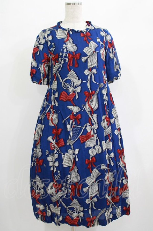 Jane Marple / Picnic clothスクエアドレス 青x白 I-24-10-01