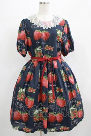 画像: Leur Getter / Strawberry Garden袖付きワンピース  ネイビー H-25-06-25-005-LU-OP-KB-ZH
