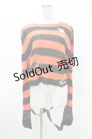 画像: KILL STAR / Creep N Sleep Knit Sweater M 黒×オレンジ H-25-06-25-1047-SL-TO-KB-ZH