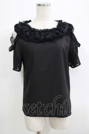 画像: MR corset / レースフリルトップス  黒 H-25-06-25-070-PU-TO-KB-ZH
