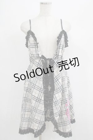 画像: H jelly / プリントチェックベビードール  ベージュ H-25-06-27-1020-HN-OP-KB-ZH
