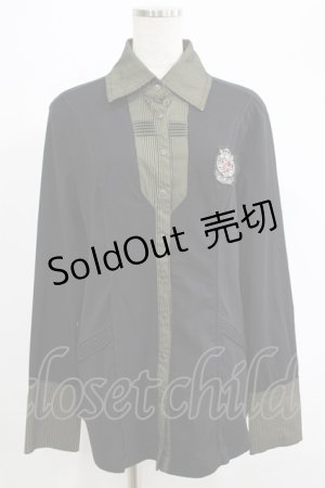 画像: Rozen Kavalier / ストライプ切替長袖ブラウス  黒 H-25-06-27-1047-OO-BL-KB-ZH