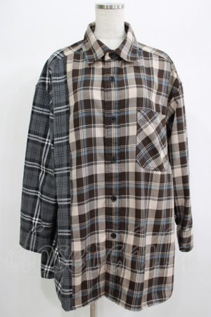 画像: TRAVAS TOKYO / Furry bear docking check shirts Free ベージュ×グレー H-25-06-27-1055-PU-BL-KB-ZH