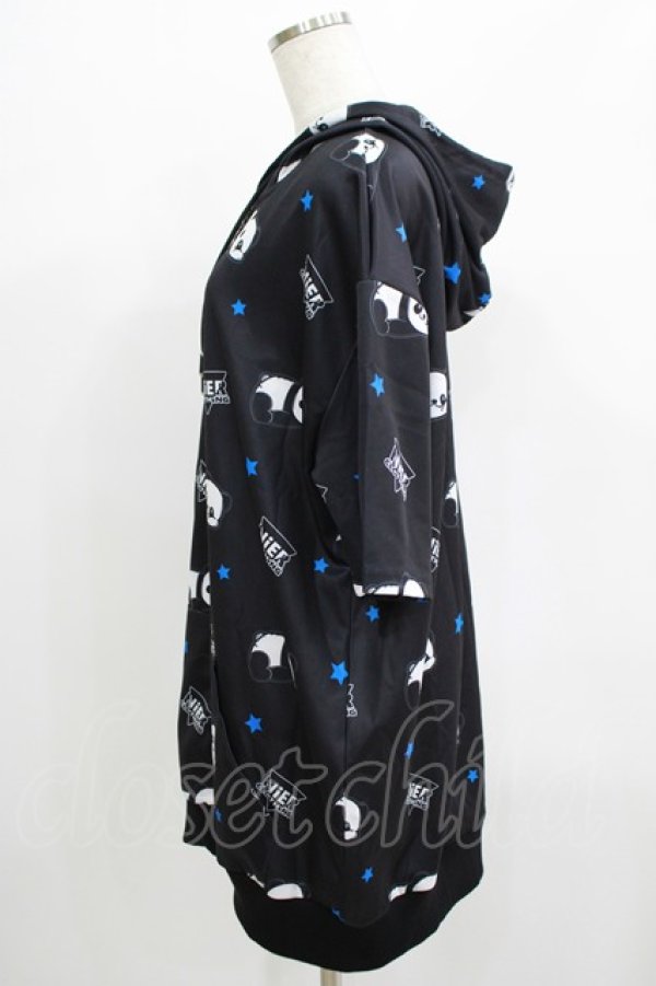 画像2: NieR Clothing / 総柄ZIP半袖パーカー F 黒 H-25-06-27-1056-PU-TO-KB-ZH (2)