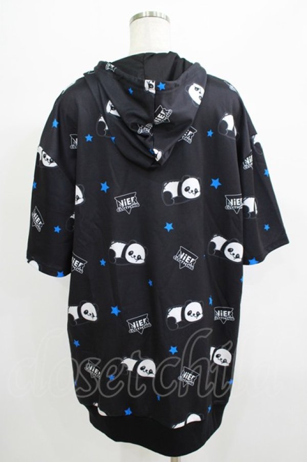 画像3: NieR Clothing / 総柄ZIP半袖パーカー F 黒 H-25-06-27-1056-PU-TO-KB-ZH (3)