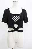 画像1: DARK IN LOVE / Punk locomotive check heart crop top XL ブラック H-25-06-27-1059-PU-TO-KB-ZH (1)