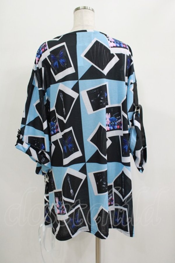 画像3: KMK / サイドリボンプリントカットソー  ブルー H-25-10-24-004-PU-TO-KB-ZT255 (3)